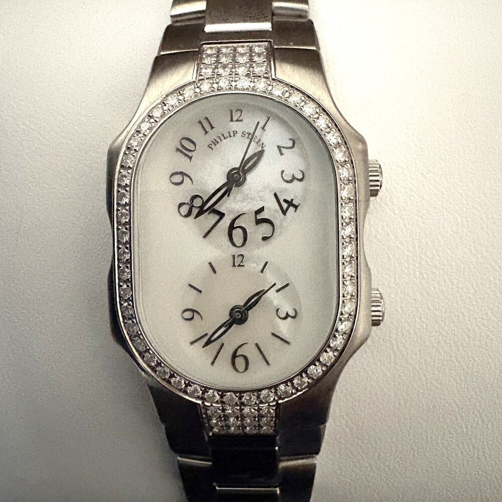 Philip Stein Signature 1.08ct Diamond Bezel Watch Mother of Pearl Dial w/ Box